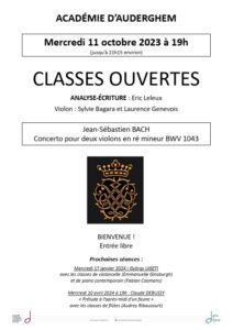 JS BACH Concerto en ré mineur : Classe Ouverte d'Ecriture/Analyse